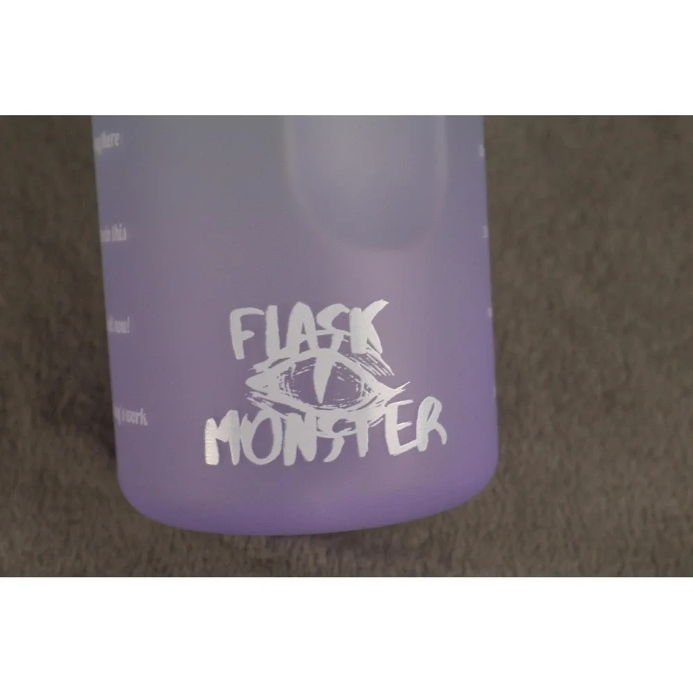 Flask Monster Tumbler‎ Water Bottle 64 oz 2000 ml Teal Purple Ombre Jug Handle